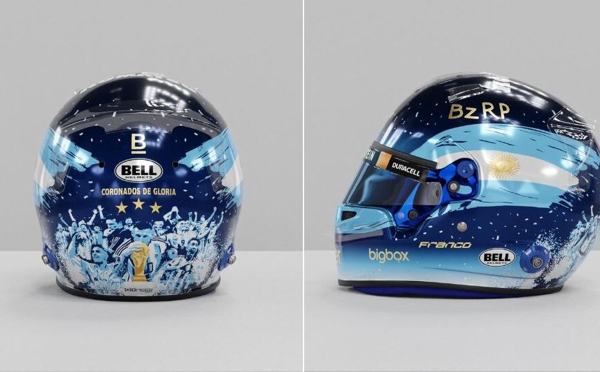 El homenaje de Colapinto a la selección argentina: así es el casco para el GP de Qatar | Los campeones del mundo, presentes en Lusail